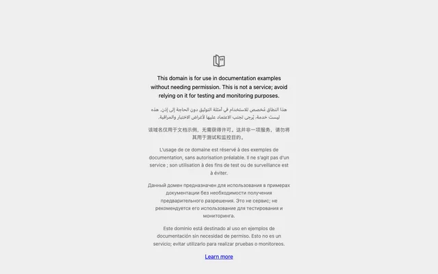 The same example.com capture after adding the preferredColorScheme flag, now with a light background