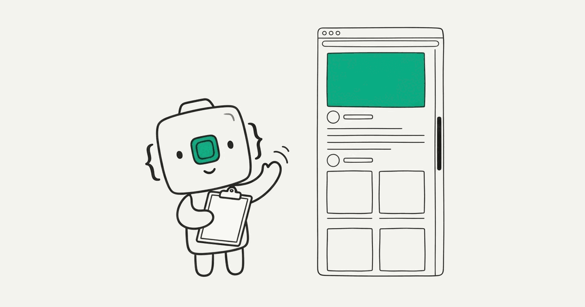 Line illustration of the RenderScreenshot mascot scrolling a page where images load as it goes