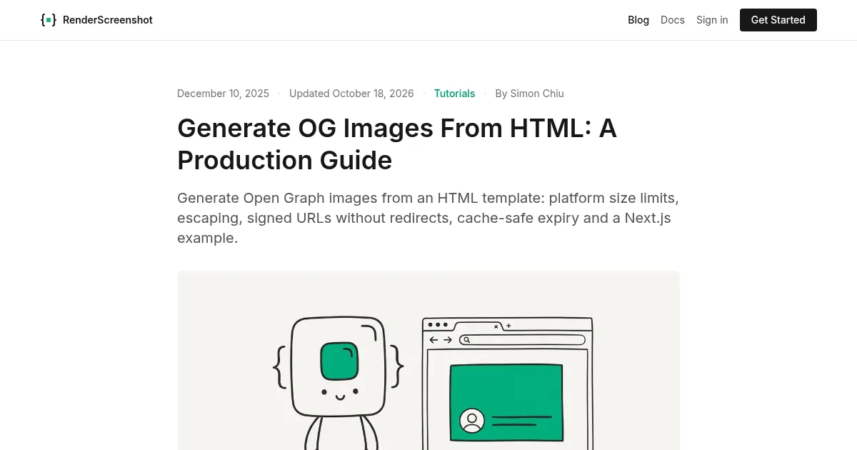 A 1200×630 screenshot of a RenderScreenshot blog post, used as its share image