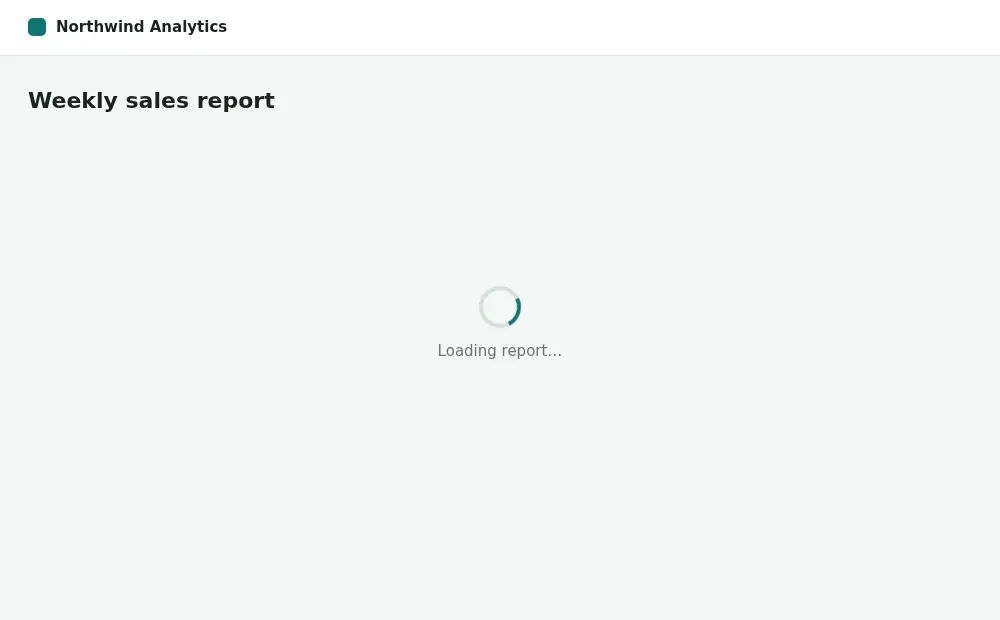 The report page with only a loading spinner